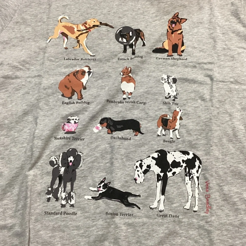 Vera Bradley Gray Dog Show T-Shirt size L - Picture 3 of 5